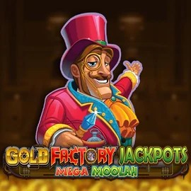 Gold Factory Jackpots Mega Moolah casino game by Aurum Signature Studios – featured logo at Kingmaker Casino
